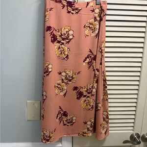 Abound Peach Floral Midi Skirt